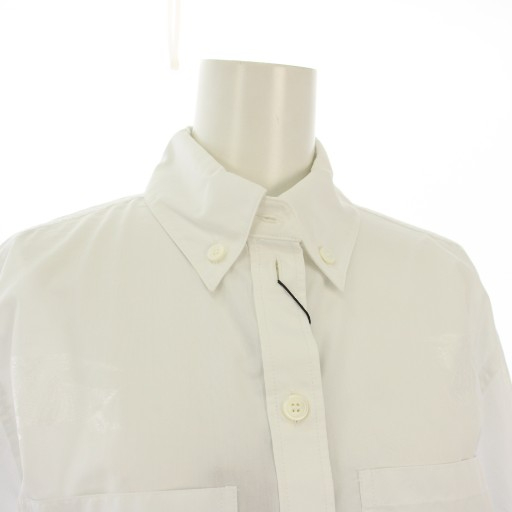 【中古】バーバリー cotton blend shirt シャツ コットン ロゴ 長袖 ポケット ホース プリント IT36 白 8067848 /TK_3