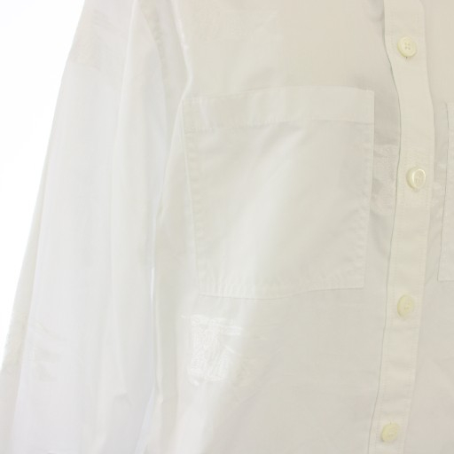 【中古】バーバリー cotton blend shirt シャツ コットン ロゴ 長袖 ポケット ホース プリント IT36 白 8067848 /TK_4