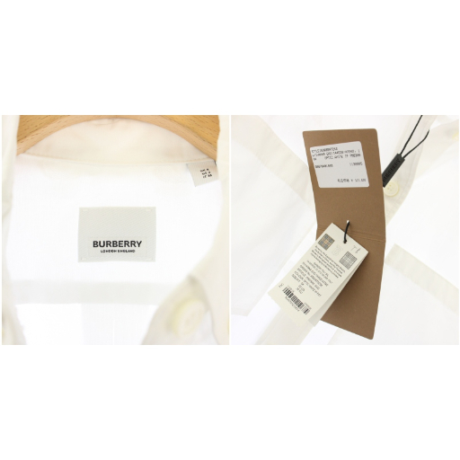 【中古】バーバリー cotton blend shirt シャツ コットン ロゴ 長袖 ポケット ホース プリント IT36 白 8067848 /TK_6