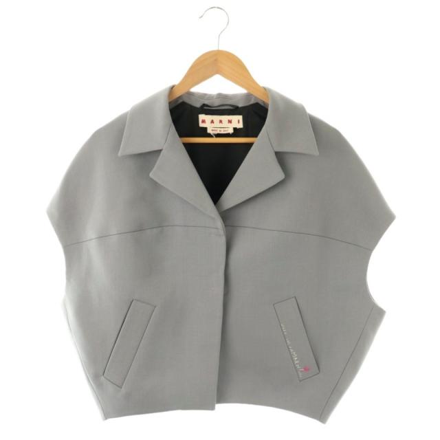 【中古】マルニ MARNI 24SS ラウンドスリーブレスジャケット 40 グレー JKMA0300SU /DO ■OS レディース