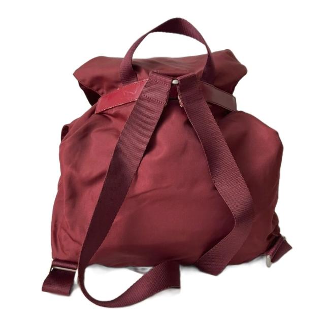 【中古】プラダ PRADA リュックサック デイパック ナイロン 三角プレート レッド レディース_1