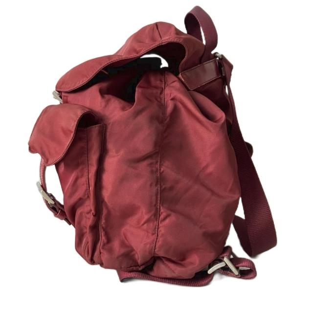 【中古】プラダ PRADA リュックサック デイパック ナイロン 三角プレート レッド レディース_2