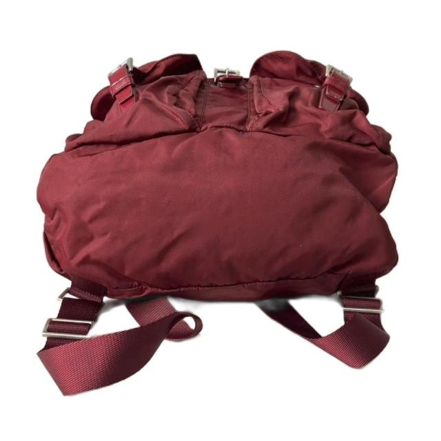【中古】プラダ PRADA リュックサック デイパック ナイロン 三角プレート レッド レディース_3