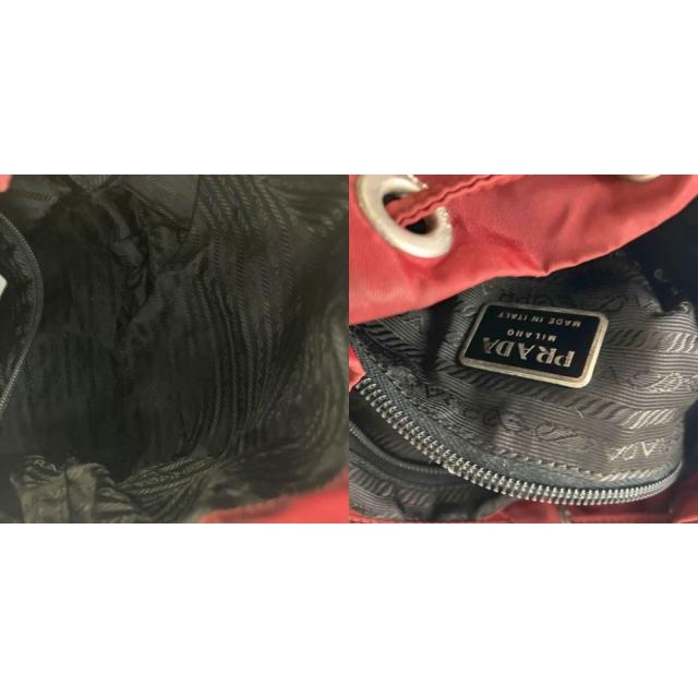 【中古】プラダ PRADA リュックサック デイパック ナイロン 三角プレート レッド レディース_4