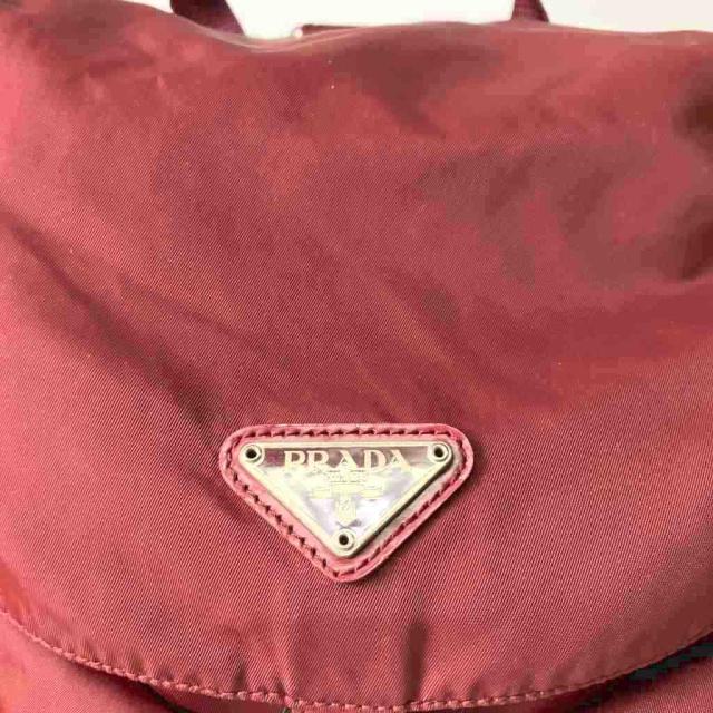 【中古】プラダ PRADA リュックサック デイパック ナイロン 三角プレート レッド レディース_5