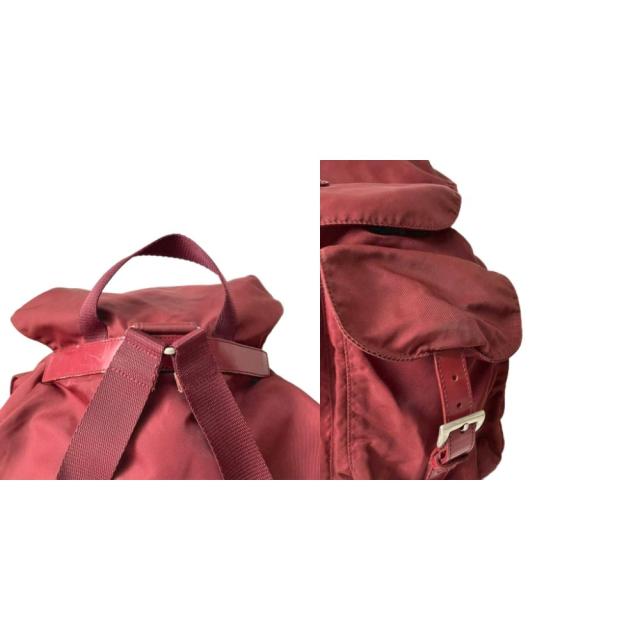 【中古】プラダ PRADA リュックサック デイパック ナイロン 三角プレート レッド レディース_7