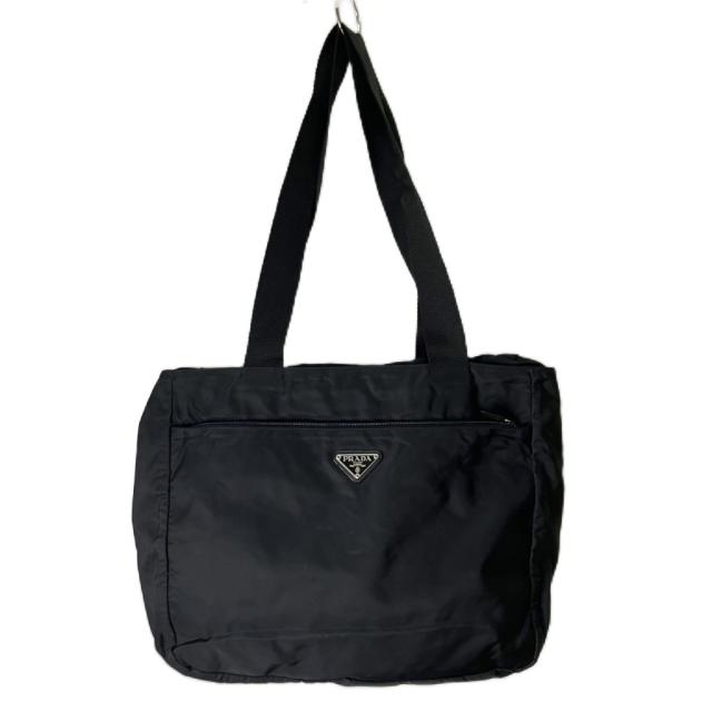 【中古】プラダ PRADA トートバッグ ハンドバッグ 三角プレート ナイロン ブラック ★AA☆ メンズ レディース