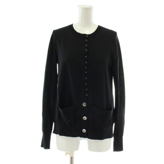 【中古】サカイ sacai カーディガン ウール 長袖 切り替え クルーネック 1 黒 ブラック 18-03994 /XZ ■GY19