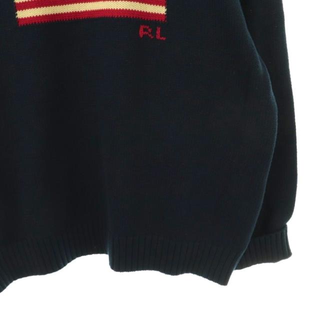 【中古】ポロ ラルフローレン POLO RALPH LAUREN 星条旗 コットン ニット セーター 長袖 XL 紺 /NR ■OS ■AD_3