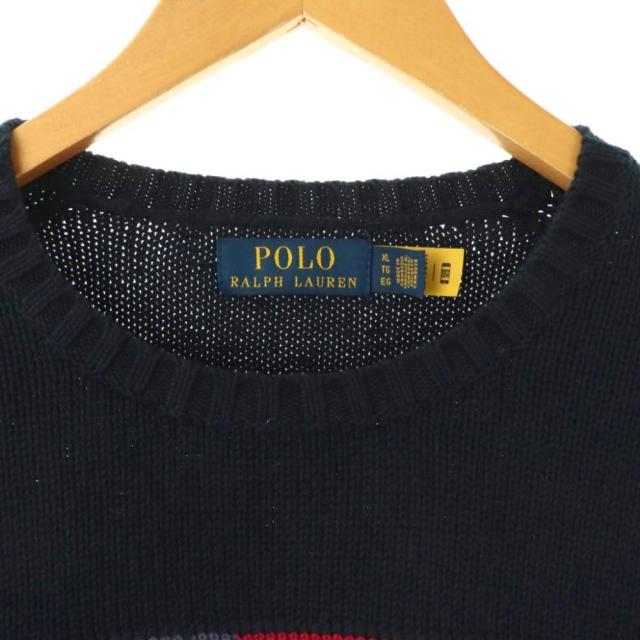 【中古】ポロ ラルフローレン POLO RALPH LAUREN 星条旗 コットン ニット セーター 長袖 XL 紺 /NR ■OS ■AD_4