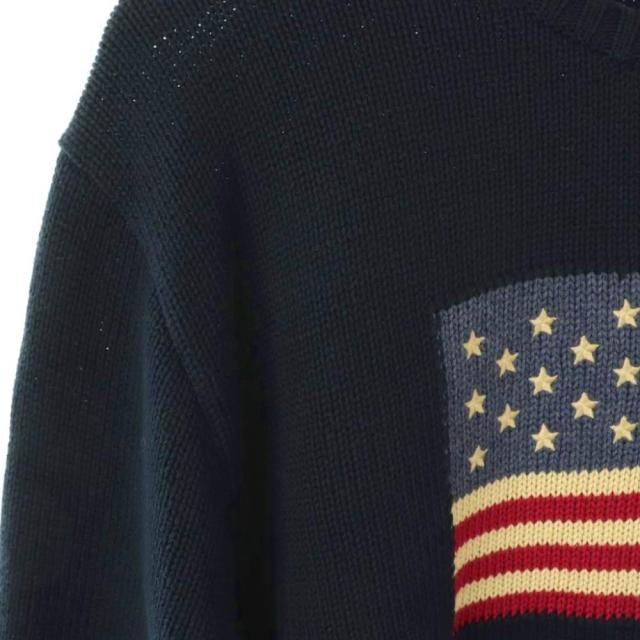 【中古】ポロ ラルフローレン POLO RALPH LAUREN 星条旗 コットン ニット セーター 長袖 XL 紺 /NR ■OS ■AD_5
