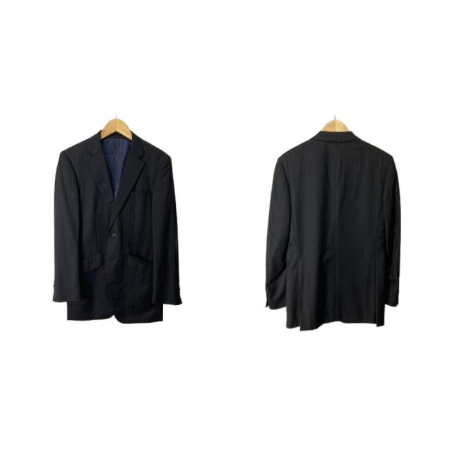 【中古】PAUL SMITH ロロピアーナ セットアップ ジャケット パンツ スーツ ストライプ S ブラック メンズ_1