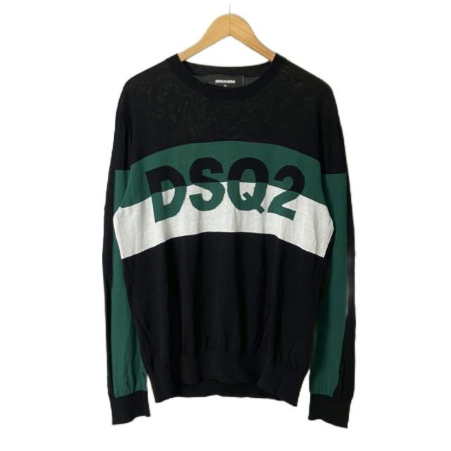 【中古】ディースクエアード DSQUARED2 PULLOVER WITH LOGO INSERT セーター ニット XL ブラック S74HA1026
