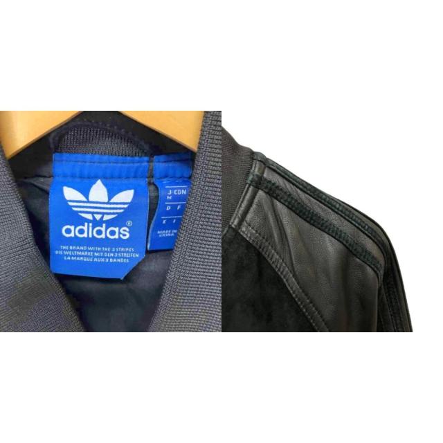 【中古】adidas スエードトラックジャケット レザーブルゾン トレフォイル M ブラック AJ7056 メンズ_4