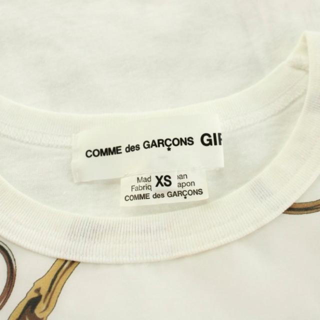 【中古】コムデギャルソン GIRL AD2022 Tシャツ カットソー 半袖 切替 総柄 XS 白 ホワイト NJ-T004 /KU_3
