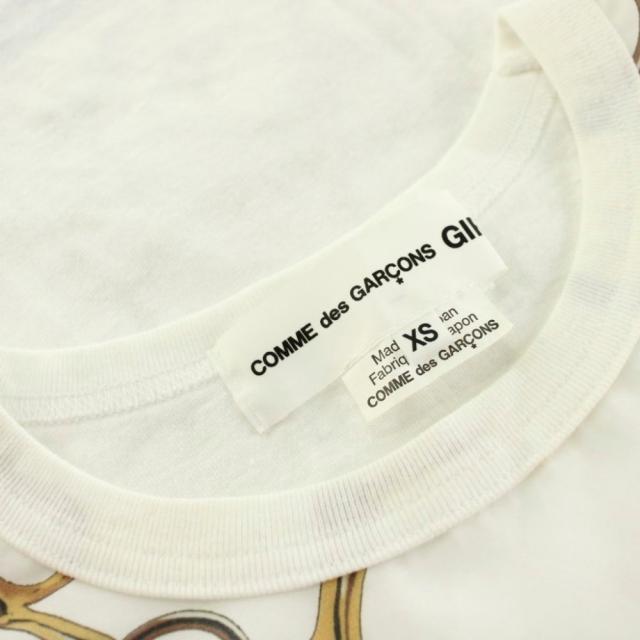 【中古】コムデギャルソン GIRL AD2022 Tシャツ カットソー 半袖 切替 総柄 XS 白 ホワイト NJ-T004 /KU_4