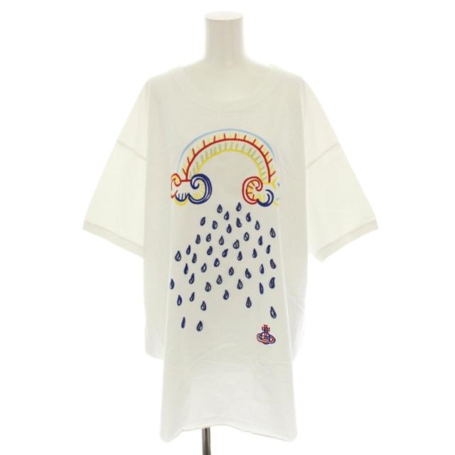 【中古】ヴィヴィアンウエストウッドレッドレーベル Tシャツ カットソー クルーネック 半袖 オーブ 雲 虹 雨