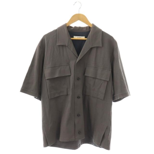 【中古】Ujoh Shark Collar Shirts シャークカラーシャツ 半袖 オープンカラー ワンカラー 2 グレー M761-B55-001