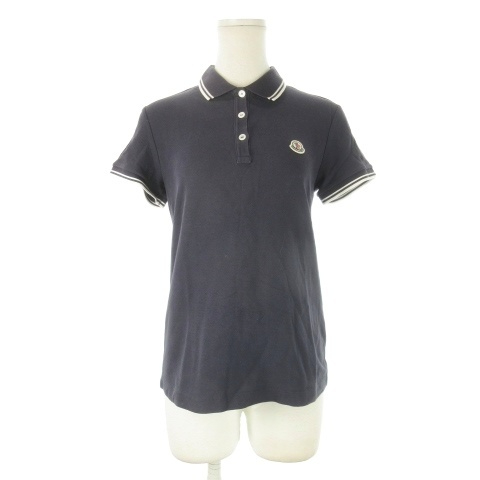 【中古】モンクレール MONCLER MAGLIA POLO MANICA CORTA ポロシャツ 半袖 鹿の子 ロゴ 紺 ネイビー /CK20 ■GY18