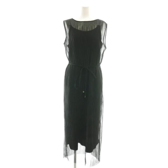 【中古】セオリーリュクス 25SS Blaine Rione Dress ワンピース プリーツ シアー 38 ブラック レディース