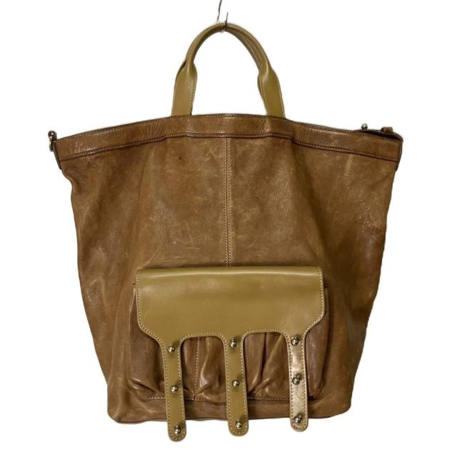 【中古】ALEXANDER WANG アーカイブ レザー トートバッグ Y2K オスホック装飾 皮革 ブラウン メンズ レディース