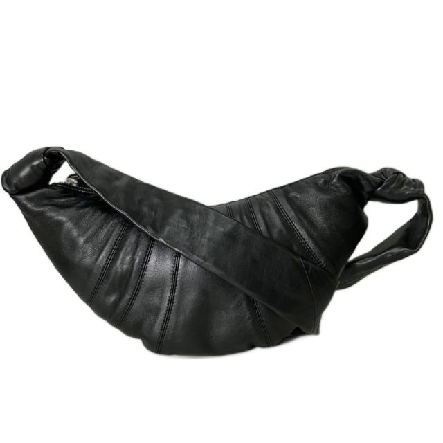 【中古】LEMAIRE SMALL CROISSANT BAG クロワッサン御徒面子 スモール ショルダーバッグ 黒いこと 黒 BG253 LL095
