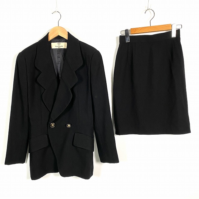 【中古】カールラガーフェルド KARL LAGERFELD ツイードセットアップ ジャケット スカート ウール ロゴボタン 黒 ブラック 38 レディース 13,912円