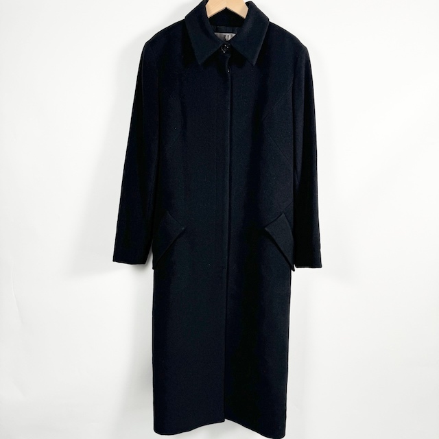 【中古】カールラガーフェルド KARL LAGERFELD アンゴラ100% ロングコート アウター 比翼仕立て 無地 ブラック 黒 38 レディースの通販は