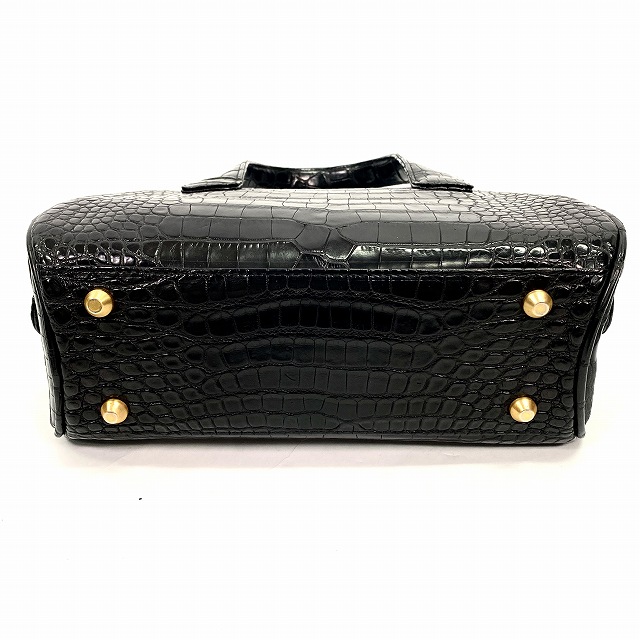 中古】2WAY マットクロコダイル ハンドバッグ ショルダーバッグ