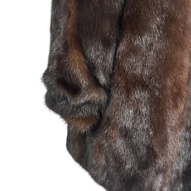 中古】ミンク 毛皮 リアルファー コート セミロング ダークブラウン 11