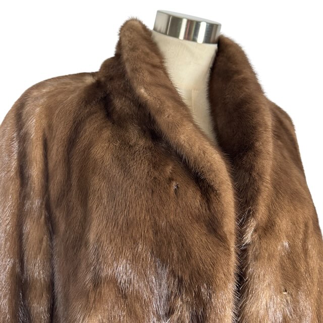 【美品 着丈89cm】デミバフミンク 毛皮 コート ロング ブラウン リアル 値下げ中】MINK ミンク ブラウン ロングコート デミバフミンク 毛皮