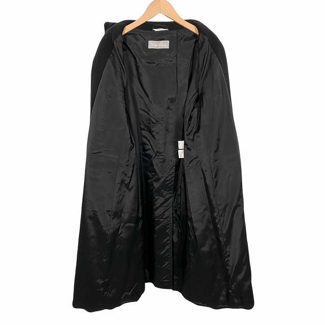 【中古】マックスマーラ MAX MARA ロングコート アウター ウール 比翼仕立て 黒 ブラック 36 S相当 レディース_1