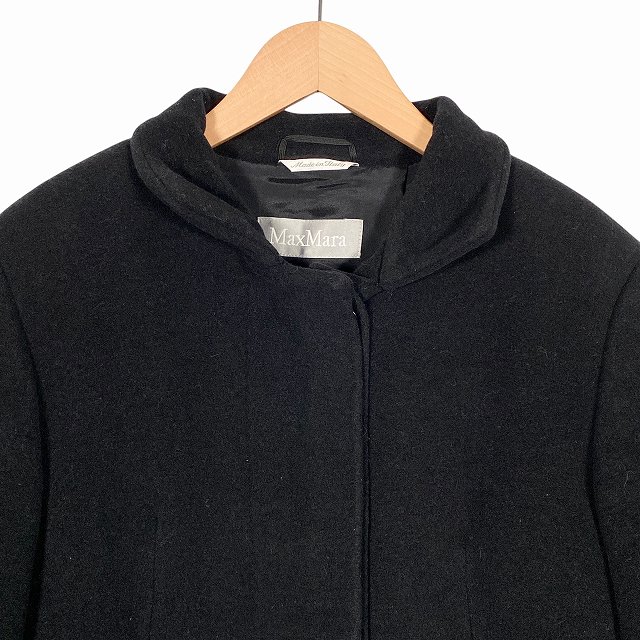 【中古】マックスマーラ MAX MARA ロングコート アウター ウール 比翼仕立て 黒 ブラック 36 S相当 レディース_3