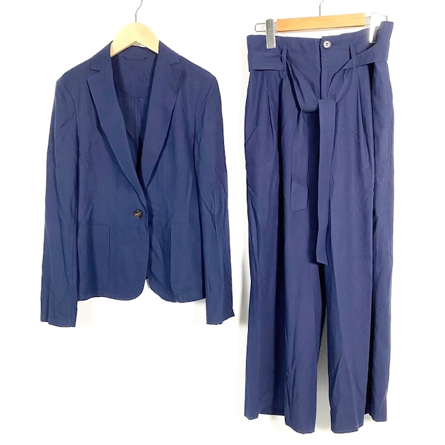 【中古】マッキントッシュ ロンドン MACKINTOSH LONDON セットアップ スーツ ジャケット ワイドパンツ 紺 ネイビー M相当 レディースの通販は