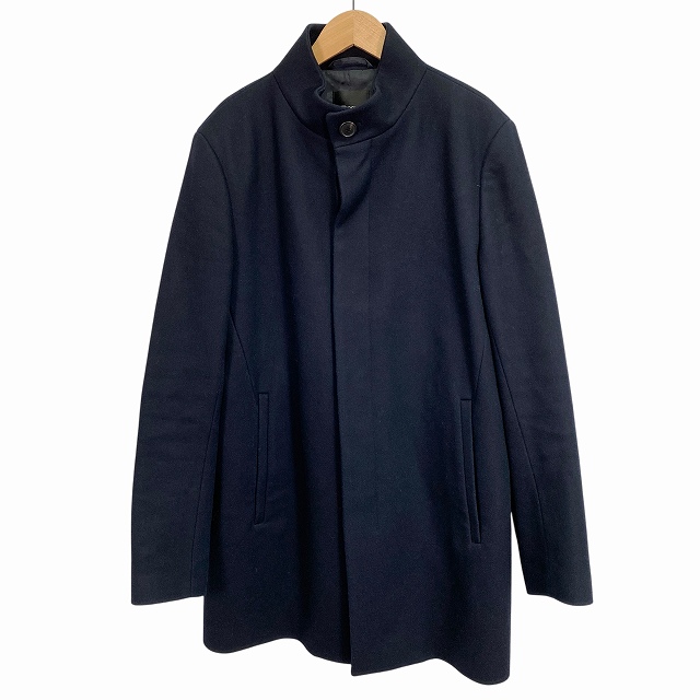 【中古】セオリー Theory スタンドカラーコート メルトンウール カシミヤ混 紺 ネイビー M メンズ