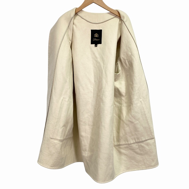 中古】ドゥロワー Drawer ノーカラーコート ウール100% アイボリー 38