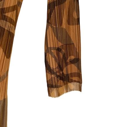 【中古】プリーツプリーズ PLEATS PLEASE スキッパーシャツ 7部袖 花柄 シースルー ブラウン系 4 XL相当 レディース 中古】プリーツプリーズ PLEATS PLEASE スキッパーシャツ 7部袖 花柄