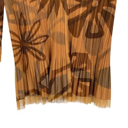 中古】プリーツプリーズ PLEATS PLEASE スキッパーシャツ 7部袖 花柄