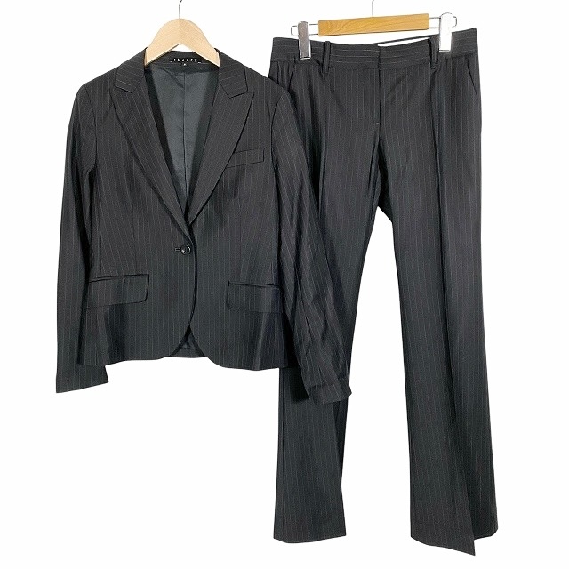 【中古】セオリー Theory 3ピーススーツ セットアップ ジャケット スカート パンツ ストライプ柄 紺 ネイビー  レディースの通販は 7,800円