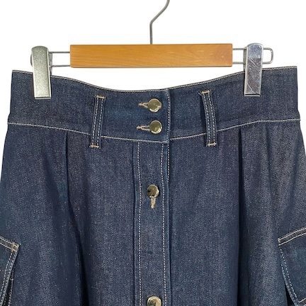 【中古】ニナリッチ NINA RICCI デニムスカート ロング サイドポケット ロゴボタン 青 ブルー 34 S相当 レディースの通販は