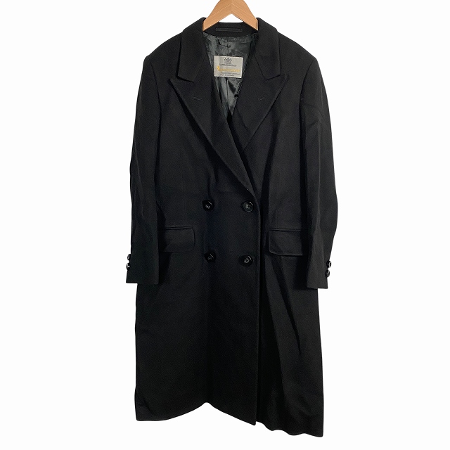 【中古】アクアスキュータム AQUASCUTUM ピュアカシミヤコート ダブルコート ロング丈 黒 ブラック XL相当 レディースの通販は