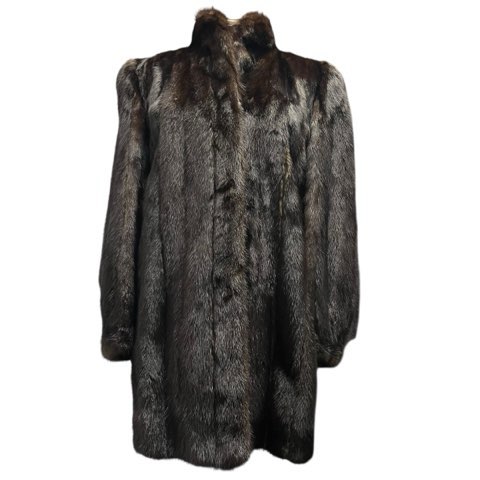 中古】ミンク MINK 毛皮 ロングコート リアルファー ブラウン 11号 L