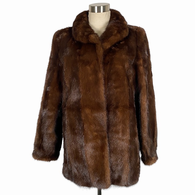 最高級毛皮】ロングコート リアルミンクファー ブラウン Lサイズ相当