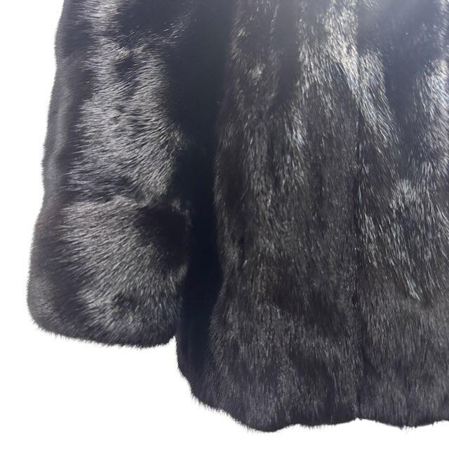 中古】ブラックミンク MINK 毛皮 コート リアルファー 裏地花柄 17号