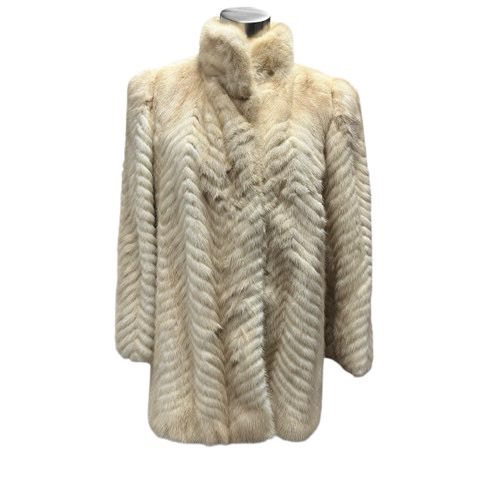 【中古】ROTINY FUR ミンク MINK 毛皮 コート リアルファー ホワイトミンク 13号 XLサイズ相当 メンズ