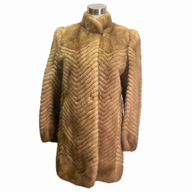 最高級毛皮】ロングコート リアルミンクファー ブラウン Lサイズ相当