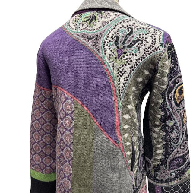 中古】エトロ ETRO ダブル ニットコート ペイズリー柄 ウール