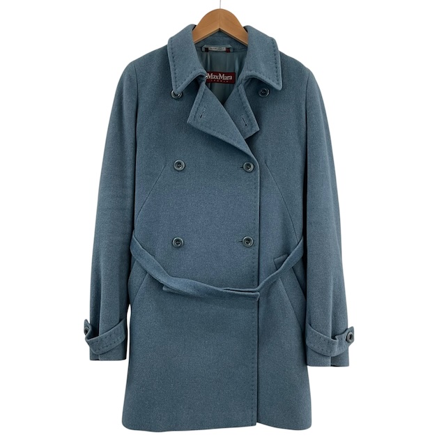 【中古】マックスマーラ MAX MARA ウールコート Pコート アウター ブルー系 42 LL相当 レディース