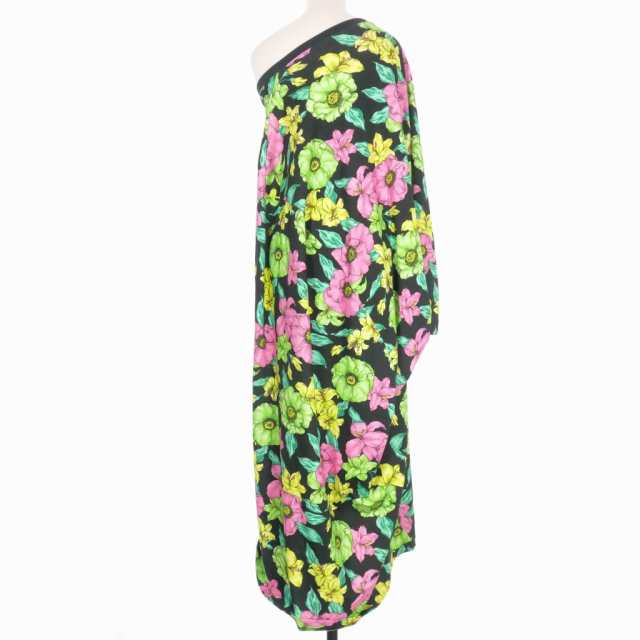 【中古】バレンシアガ BALENCIAGA 花柄 プリント ベアショルダー ロング ワンピース 総柄 XS マルチカラー レディースの通販は
