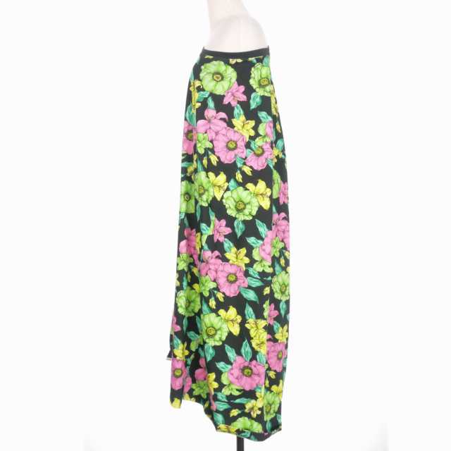 【中古】バレンシアガ BALENCIAGA 花柄 プリント ベアショルダー ロング ワンピース 総柄 XS マルチカラー レディースの通販は